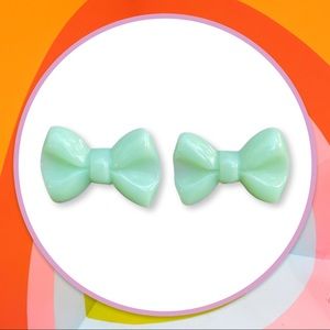 Mint Green Bow Stud Earrings